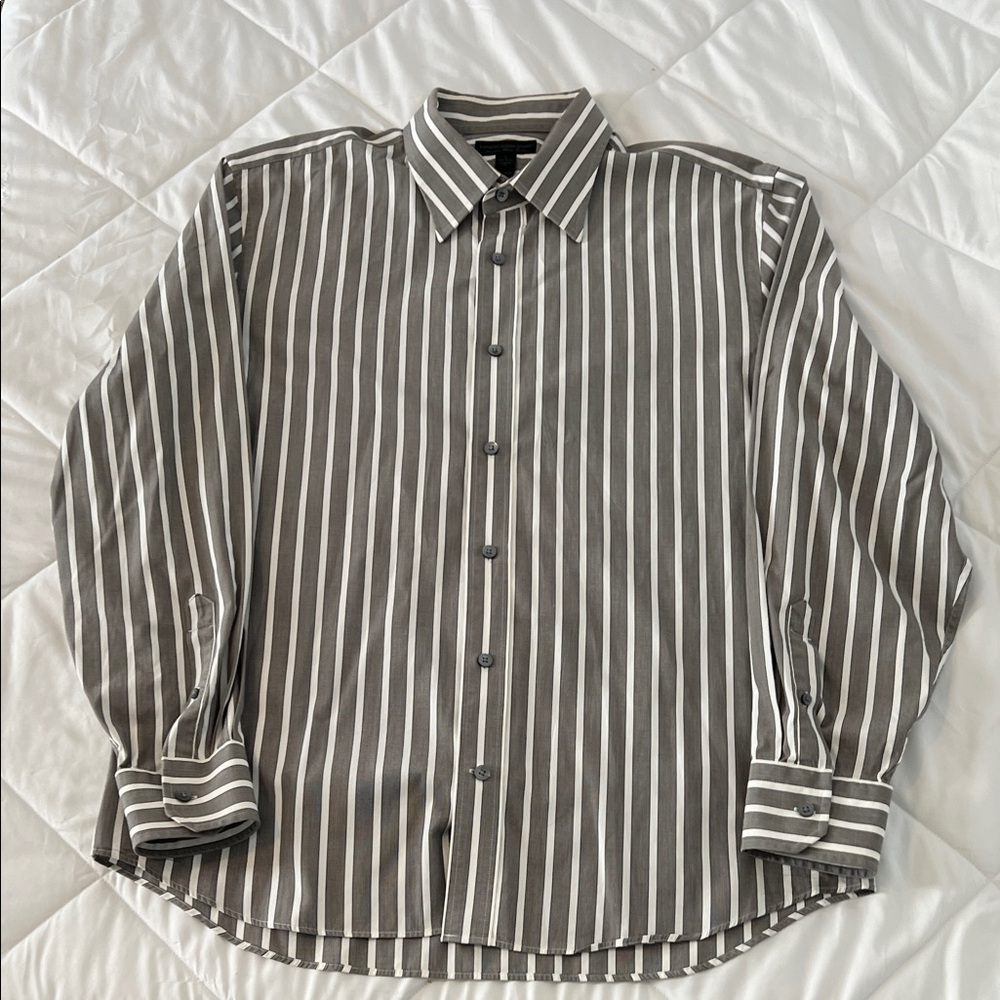 Express Men's Shirt with Black and White Stripes